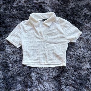 PrettyLittleThing Petite Terry Cloth Polo Crop Top - Size 6 (NWT)